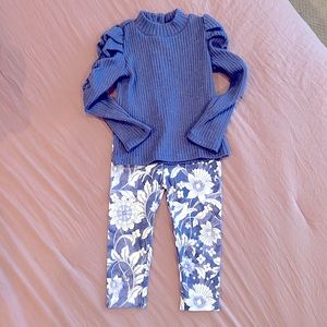 Janie and Jack 12-18 month turtle neck sweater with printed legging